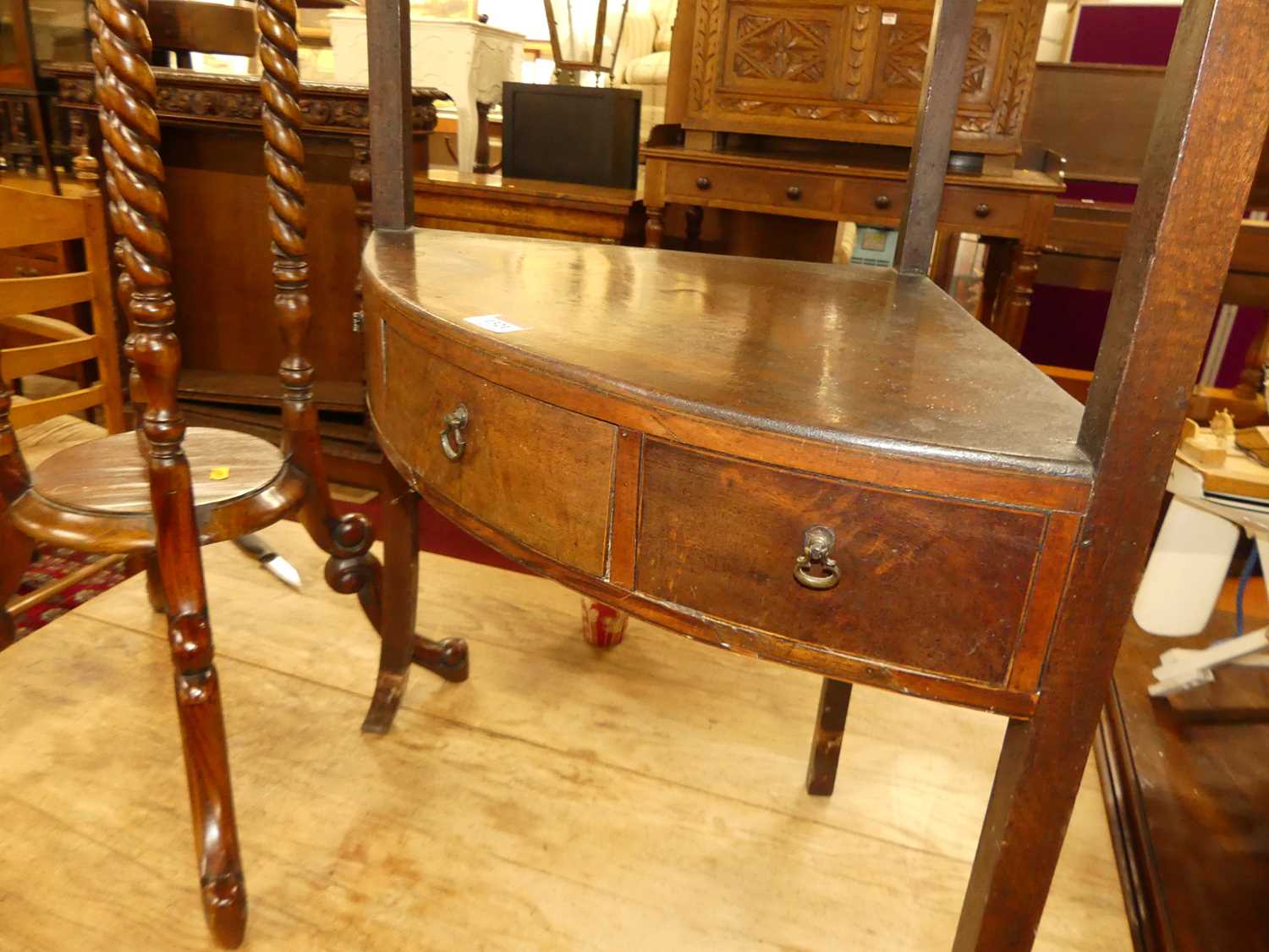 An early 19th century mahogany bow front two-tier corner washstand, together with a contemporary - Image 2 of 5