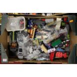 A tray containing a quantity of loose playworn diecast vehicles and miniatures, to include Burago,