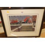 H Bartlett - Dumper trucks, gouache, signed lower left, 28x39cm