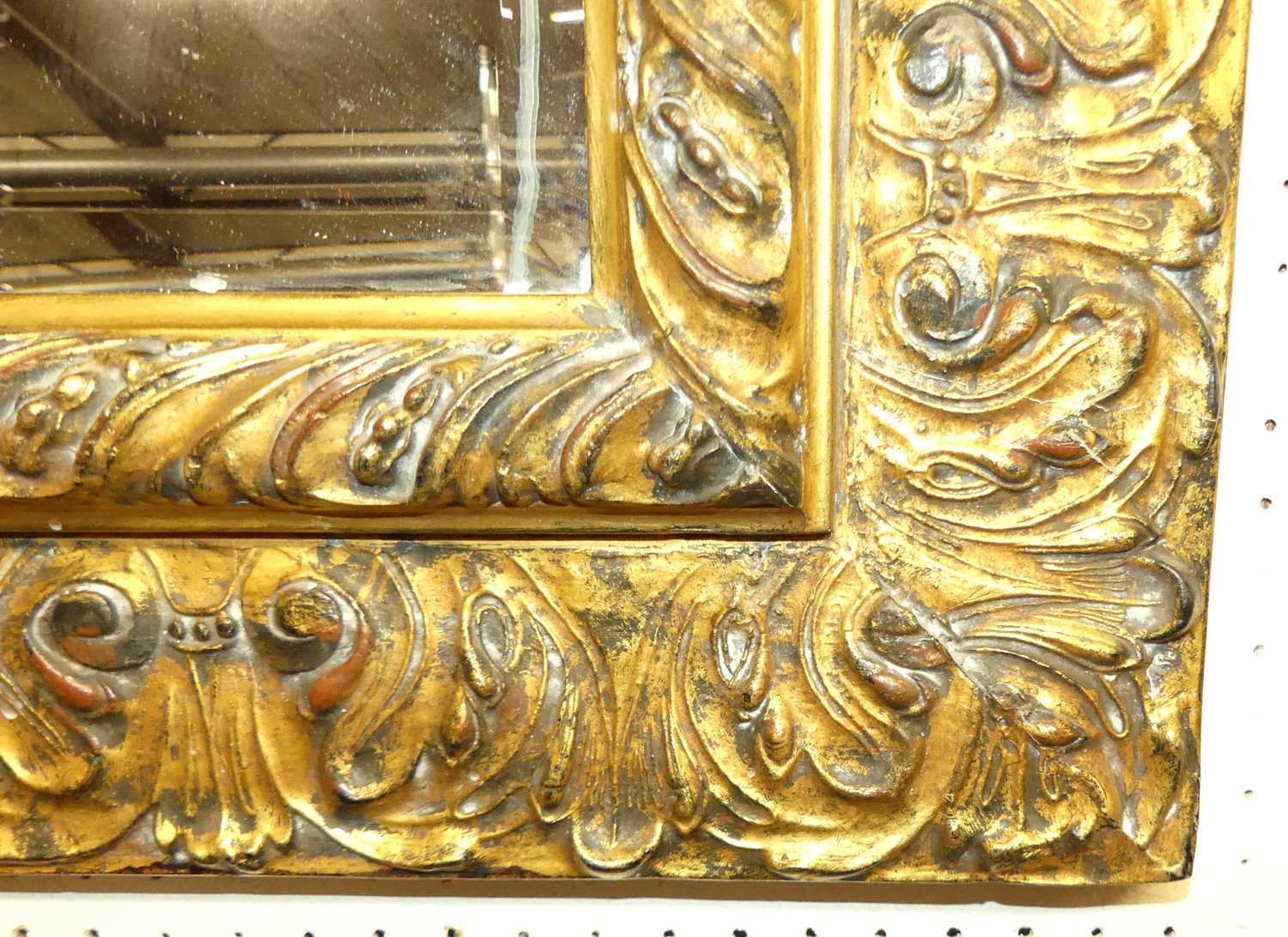 A contemporary Italian style floral gilt decorated deep cushioned bevelled rectangular wall - Image 2 of 3