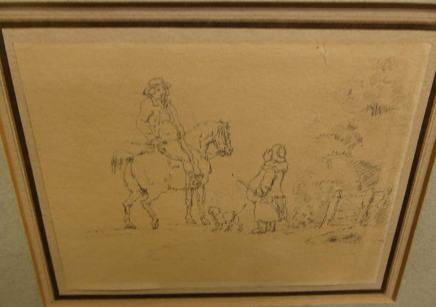 Thomas Rowlandson (1756-1827) - Country scene, pencil drawing, 11 x 15cm; and a George III