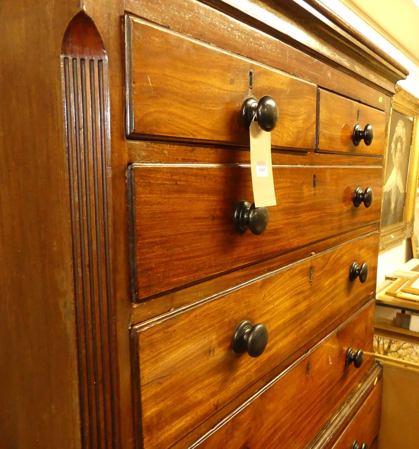 An early 19th century mahogany chest-on-chest, the upper section of two short over three long - Image 2 of 4