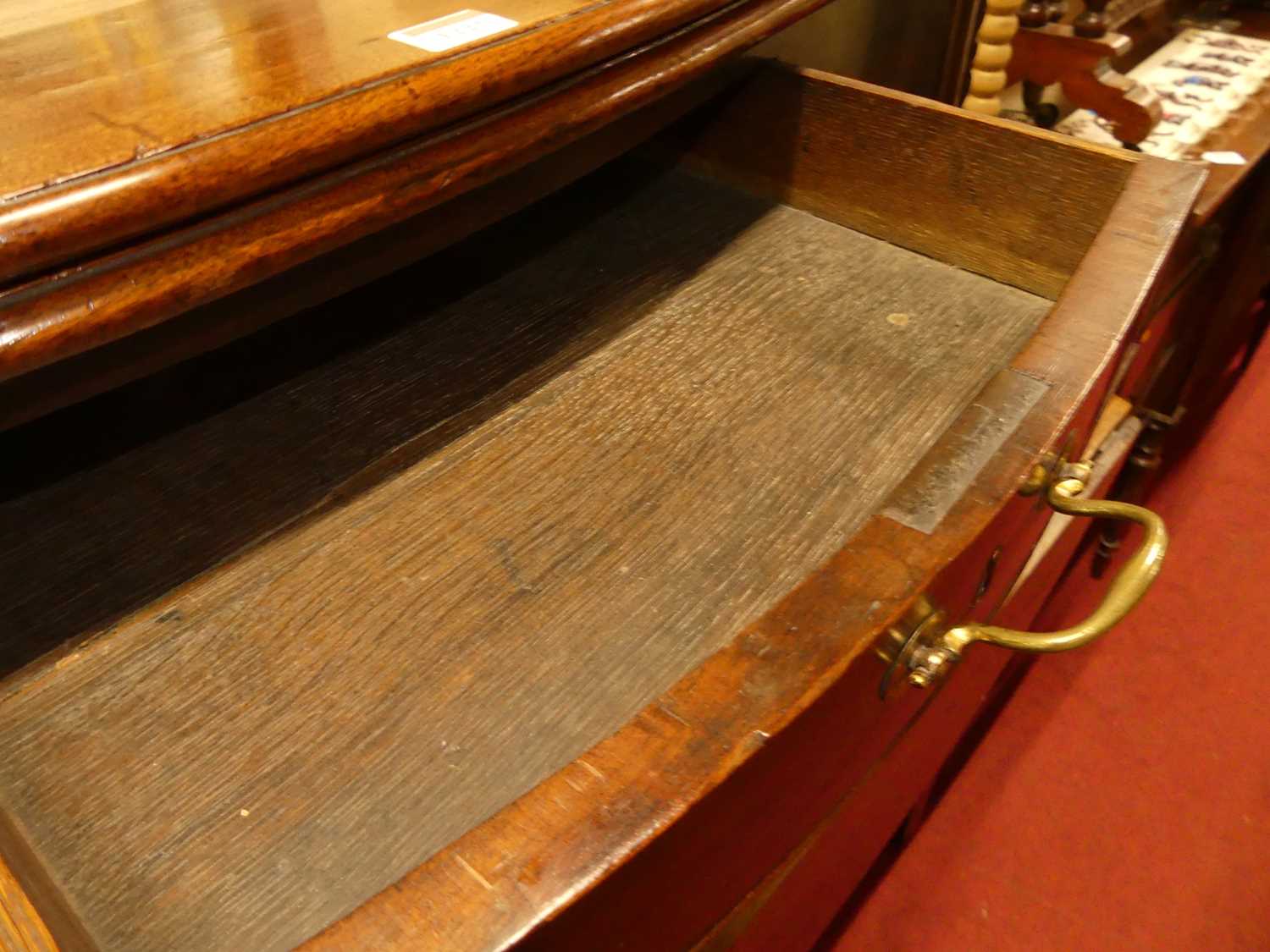 A George III mahogany serpentine front fold-over tea table, having rear gateleg action, single - Image 4 of 4