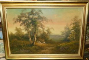 R Danford - extensive landscape scene, oil on canvas, signed lower right, 60x90cm