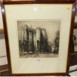 Hedley Fitton - The Chateau des Co** Gh*, etching, 37x39cm, signed in pencil to the margin