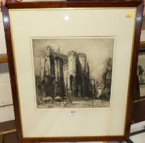 Hedley Fitton - The Chateau des Co** Gh*, etching, 37x39cm, signed in pencil to the margin