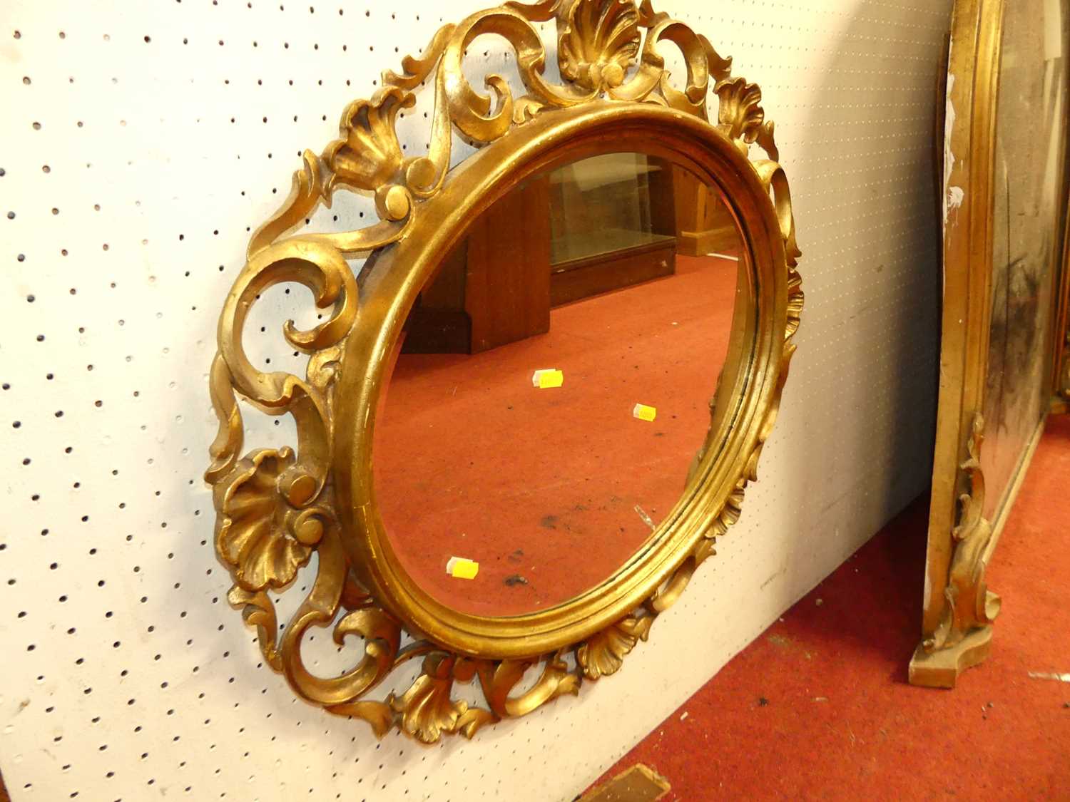 An early 20th century gilt framed oval wall mirror, 64 x 79.5cm; together with a contemporary - Image 6 of 7