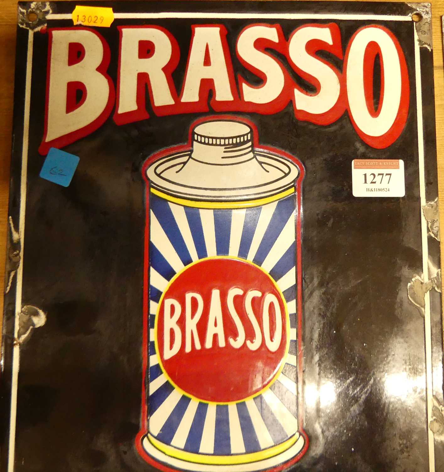 An enamel on metal wall mounted advertising sign titled Brasso Metal Polish, 35.5 x 25.5cm - Bild 2 aus 2