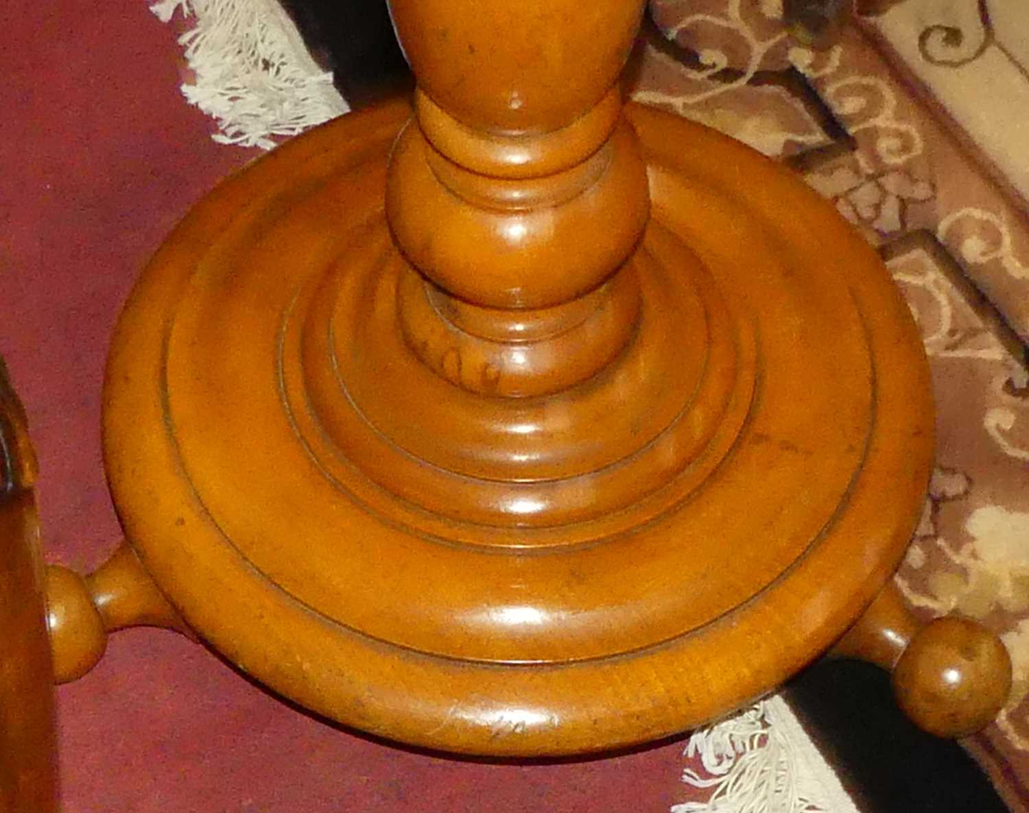 A mid-Victorian mahogany circular fixed top pedestal tripod occasional table, raised on stepped - Image 2 of 4