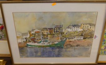Arthur Giradelli (1911-2009) - Milford Haven harbour, watercolour, 37 x 55cm; and one other by the