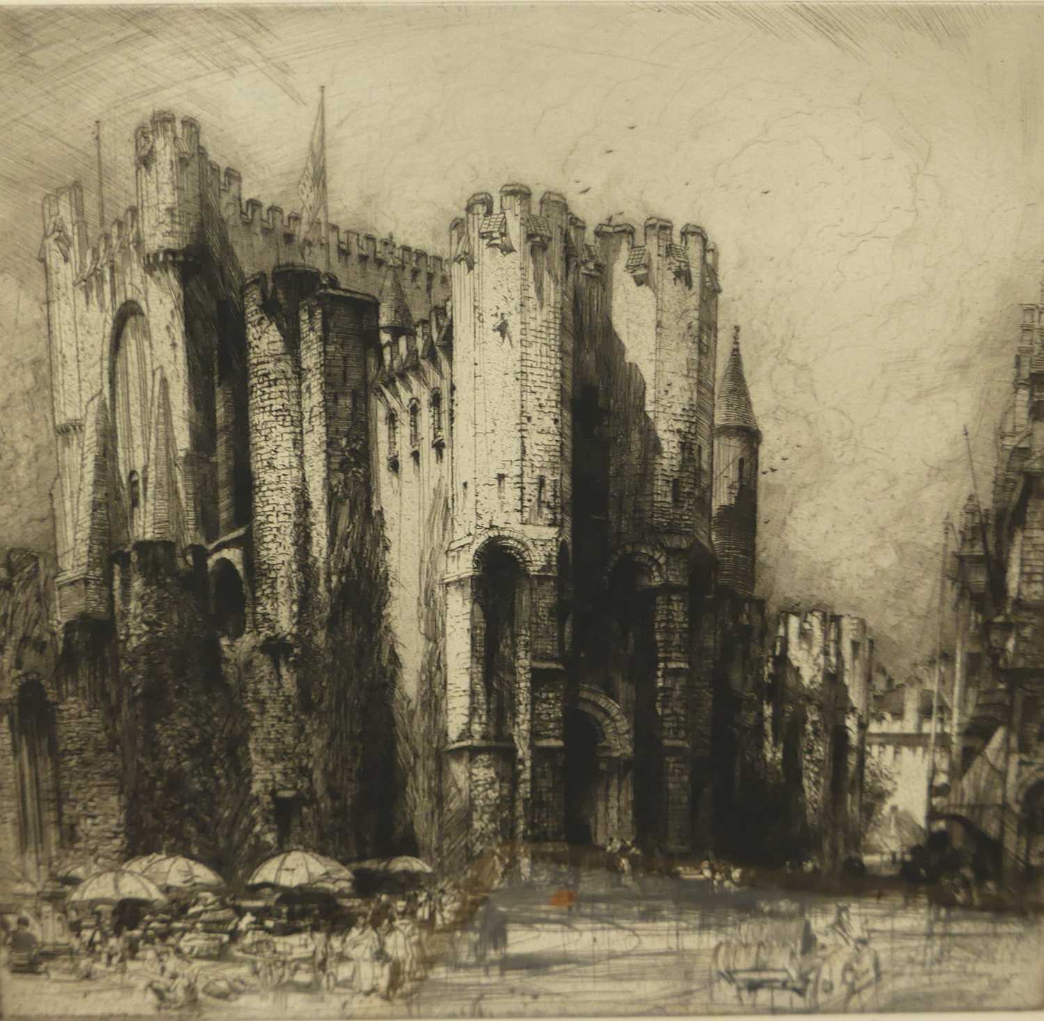 Hedley Fitton - The Chateau des Co** Gh*, etching, 37x39cm, signed in pencil to the margin - Image 2 of 3