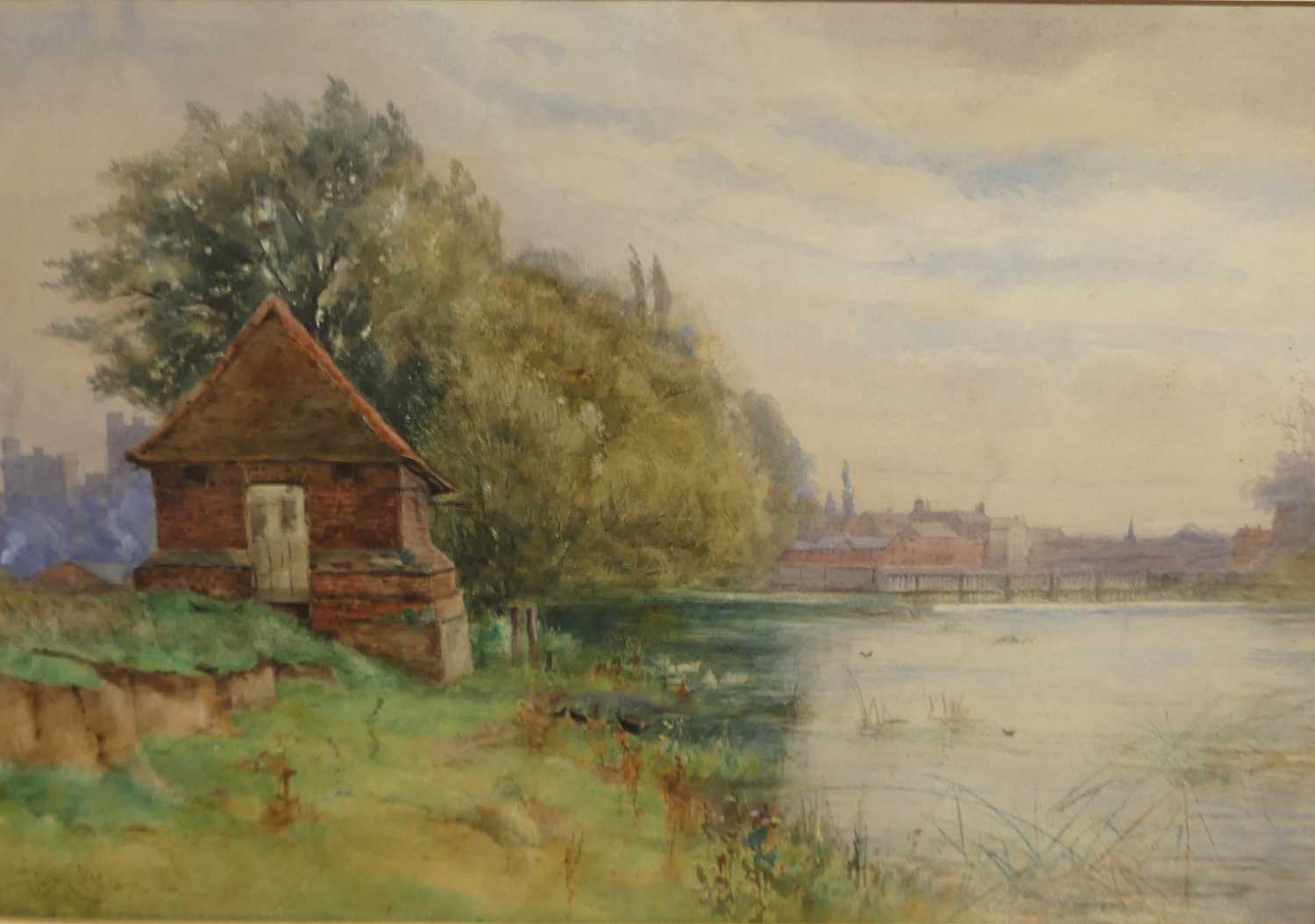 George Dunkerton Hiscox - The Old Pumphouse near Windsor, watercolour, signed lower left, 36x53cm - Image 2 of 3