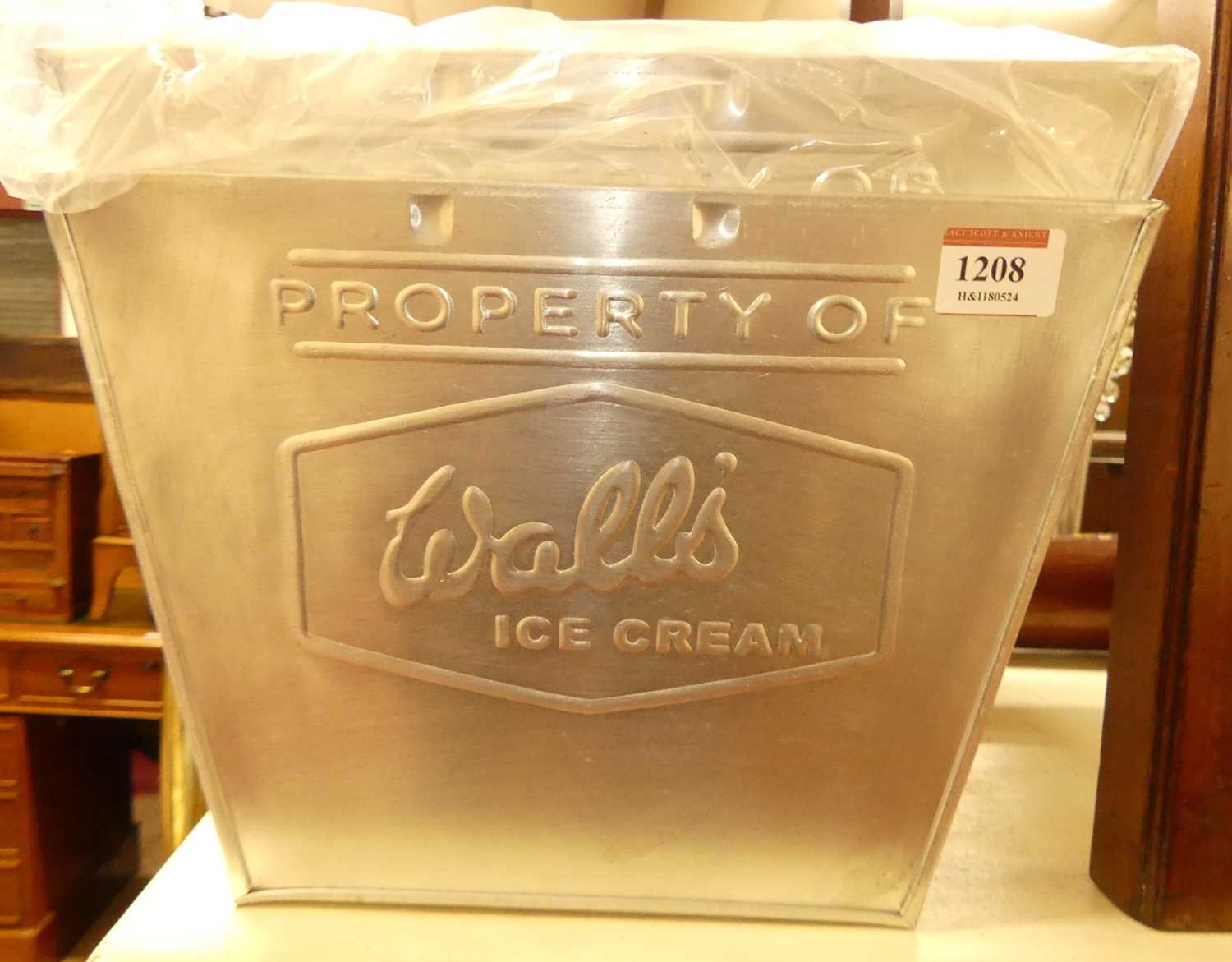 A pair of pressed alloy rectangular ice cream boxes, of slightly tapering form, length 43cm