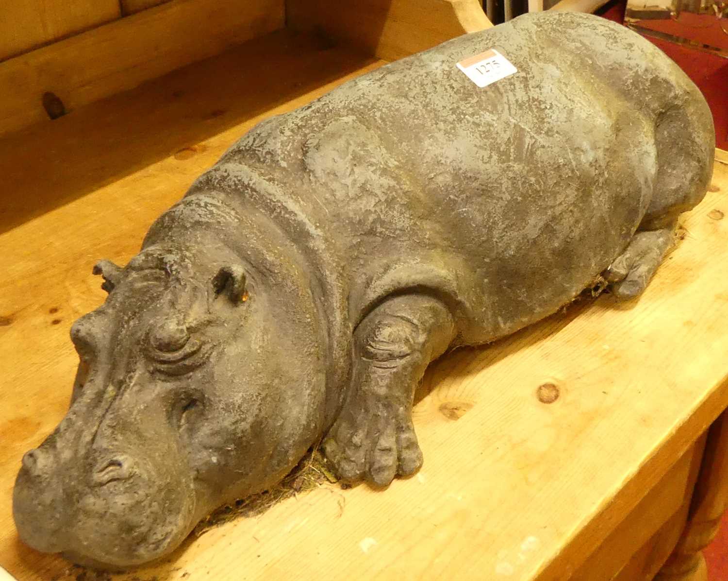 A composite model of a recumbent hippopotamus, length 52cm