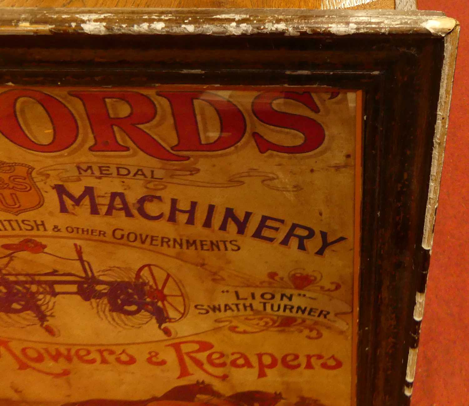 A reproduction colour advertising print for Bamford's, housed in an earlier stained frame, overall - Image 2 of 3