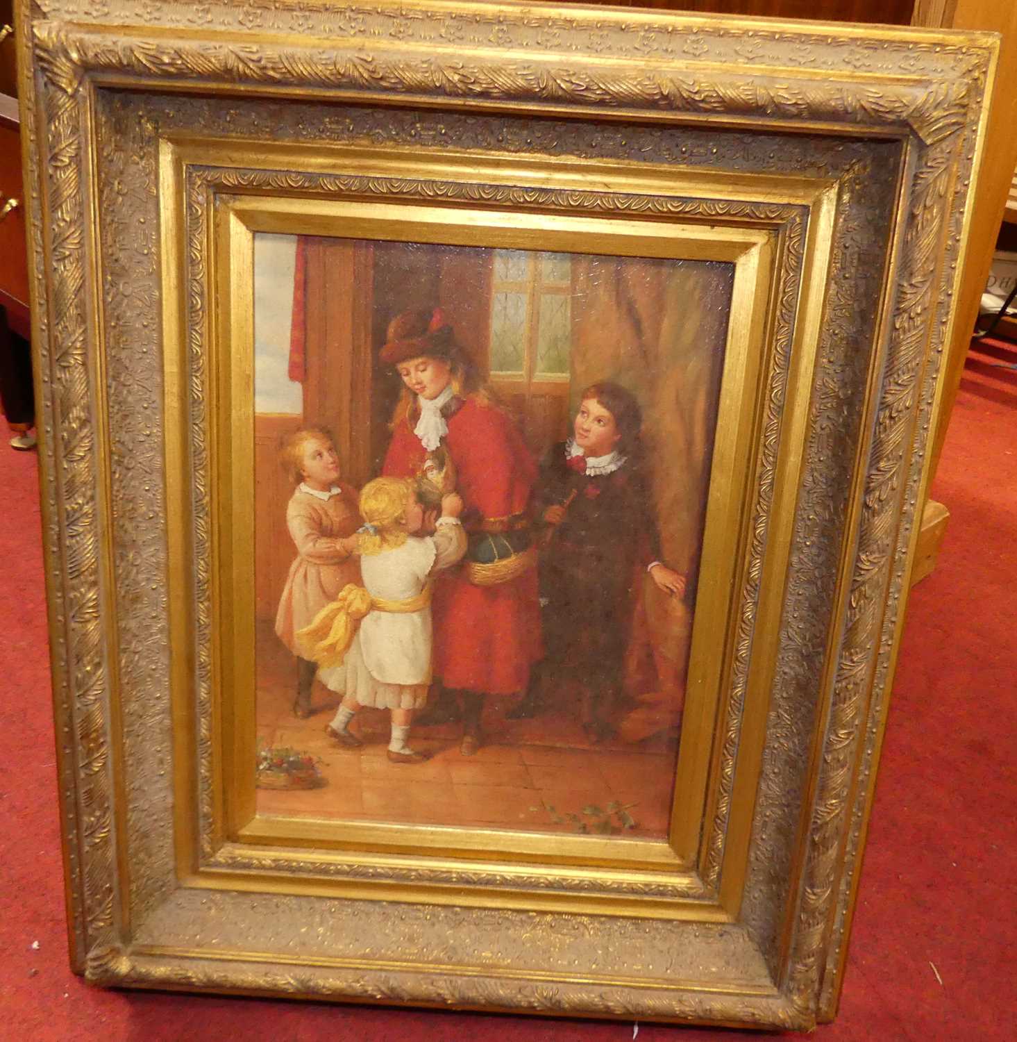 A pair of reproduction gilt framed oleograph, each 39 x 29cm