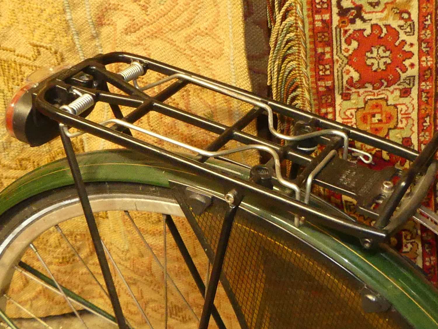 A Pashley green painted lady's bicycle, with Brooks tan leather studded seat, and wicker front - Image 4 of 4