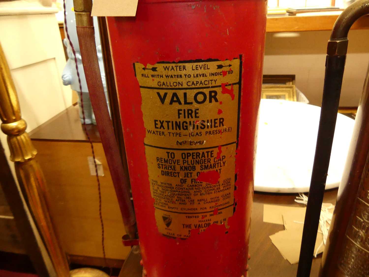 A copper fire extinguisher by The Empire Fire Extinguisher Company, together with a Valor fire - Image 2 of 5