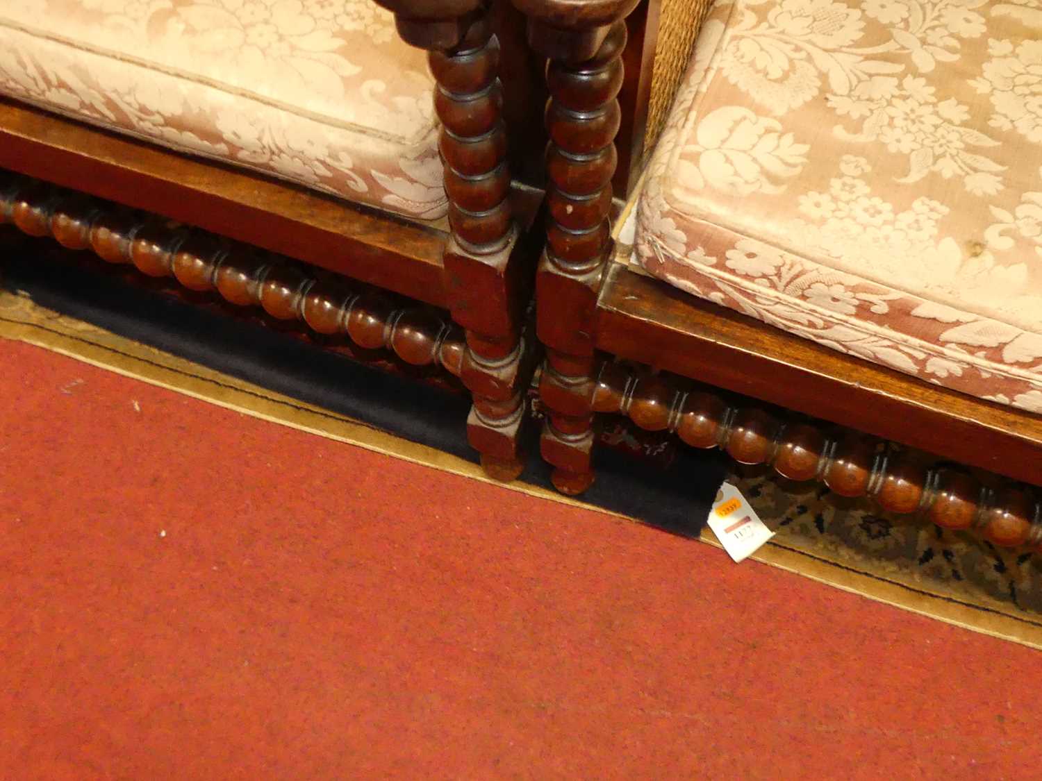 A pair of early 20th century indigenous hardwood and cane bergere chairs, raised on bobbin turned - Image 4 of 6