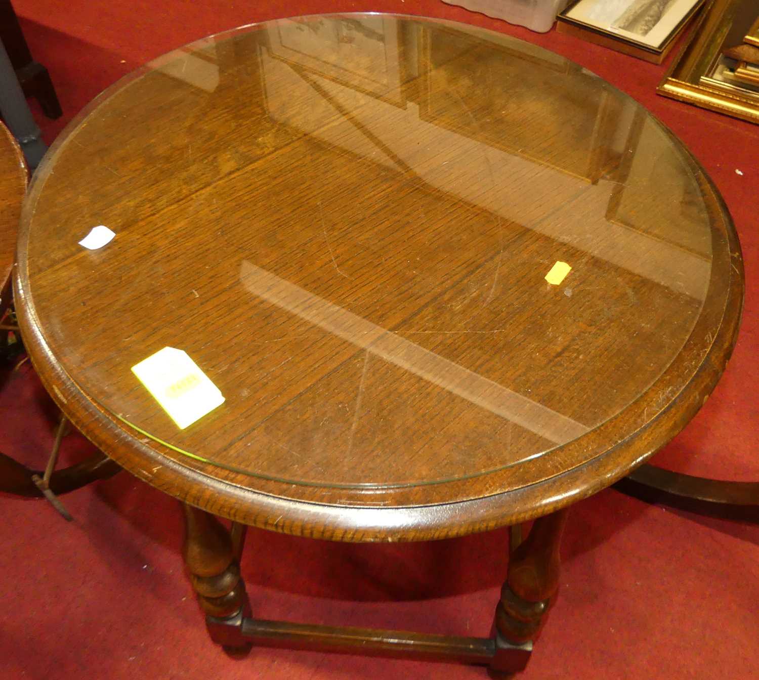 A contemporary mahogany circular fixed top pedestal tripod table in the Georgian taste, dia.67cm; - Image 5 of 5