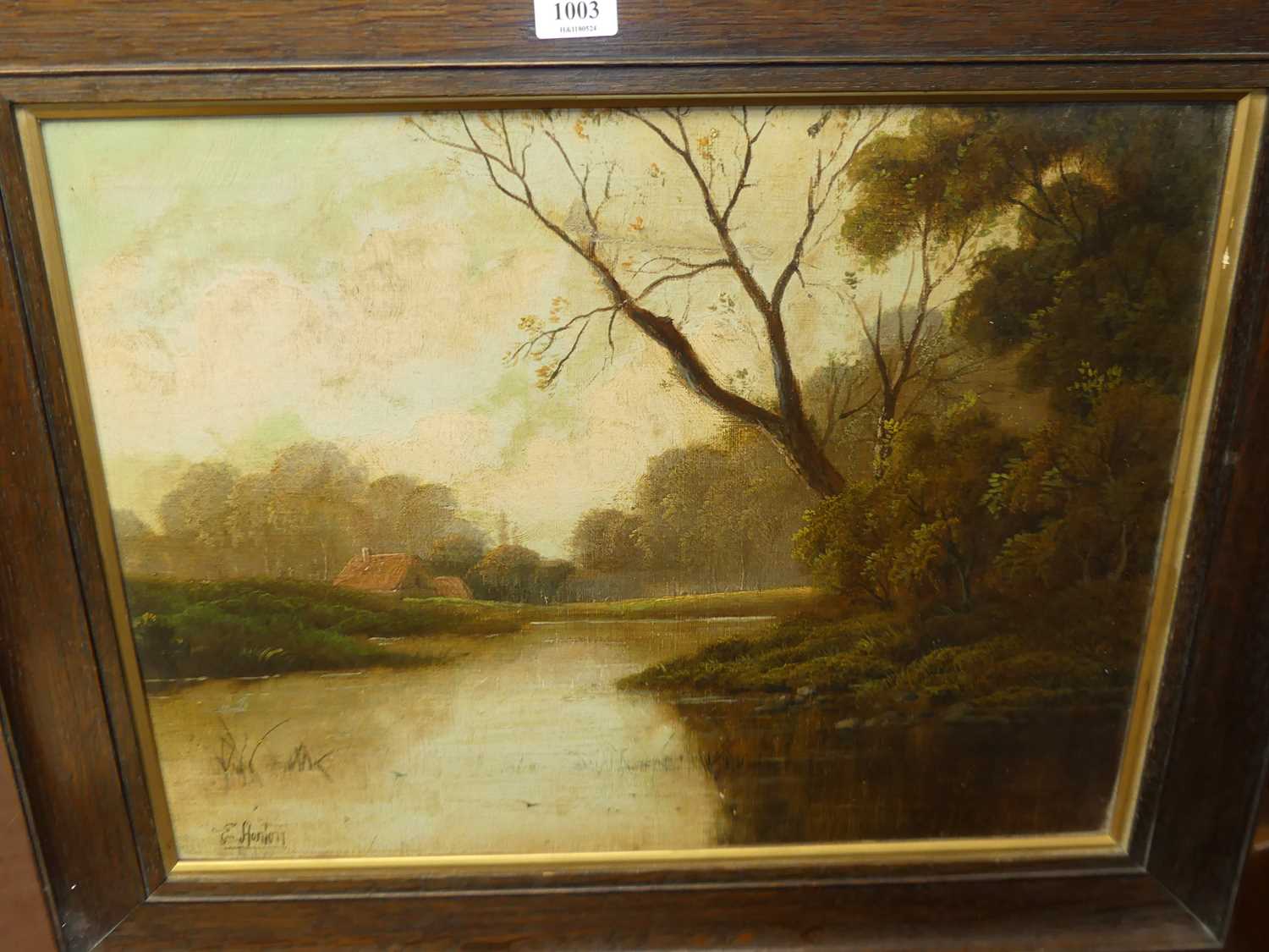 Early 20th century English school, river landscape, oil on canvas, indistinctly signed lower left, - Image 2 of 3