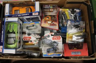 A tray of boxed modern issue diecast, to include Star Wars Hot Wheels, The World of Cars by Disney
