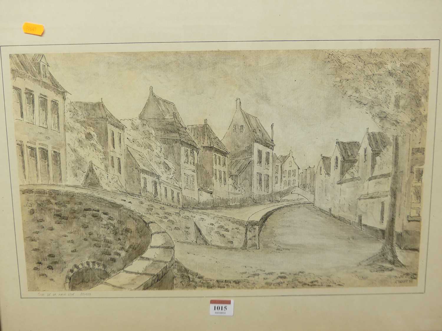 A Turner - Quay de la Main d'Or, ink and watercolour wash, signed and dated '75 lower right, - Image 2 of 3