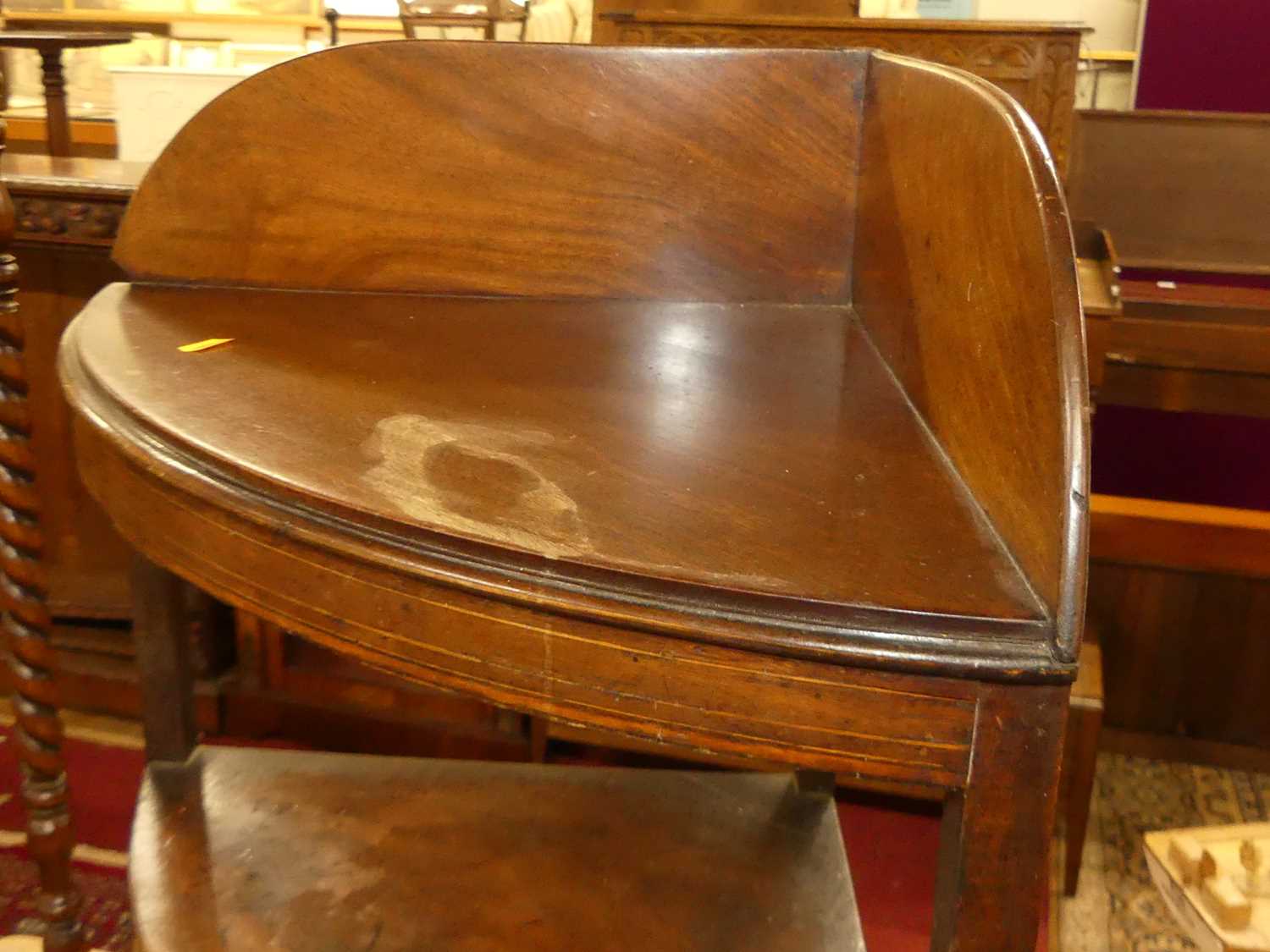 An early 19th century mahogany bow front two-tier corner washstand, together with a contemporary - Image 3 of 5