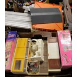 Three boxes containing a quantity of Sindy accessories to include the Sindy bath, dining dresser,