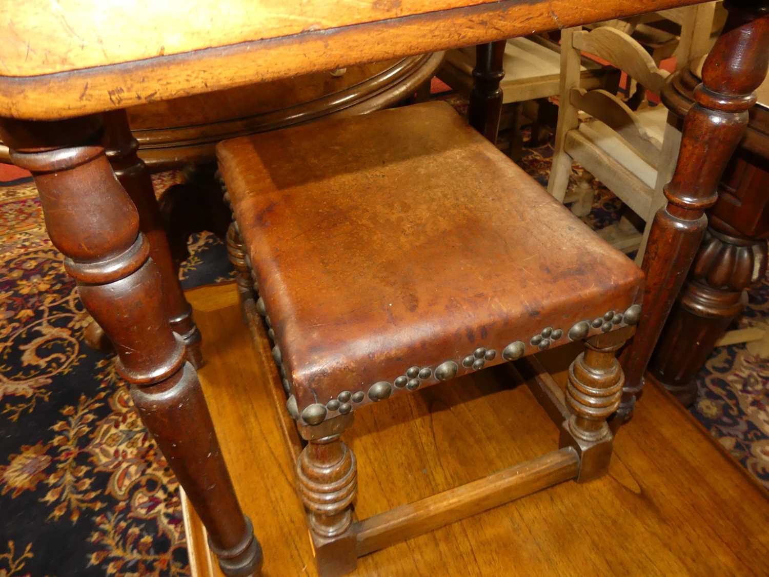 A mid-Victorian figured walnut three-division Canterbury, having single lower drawer on turned - Image 4 of 8