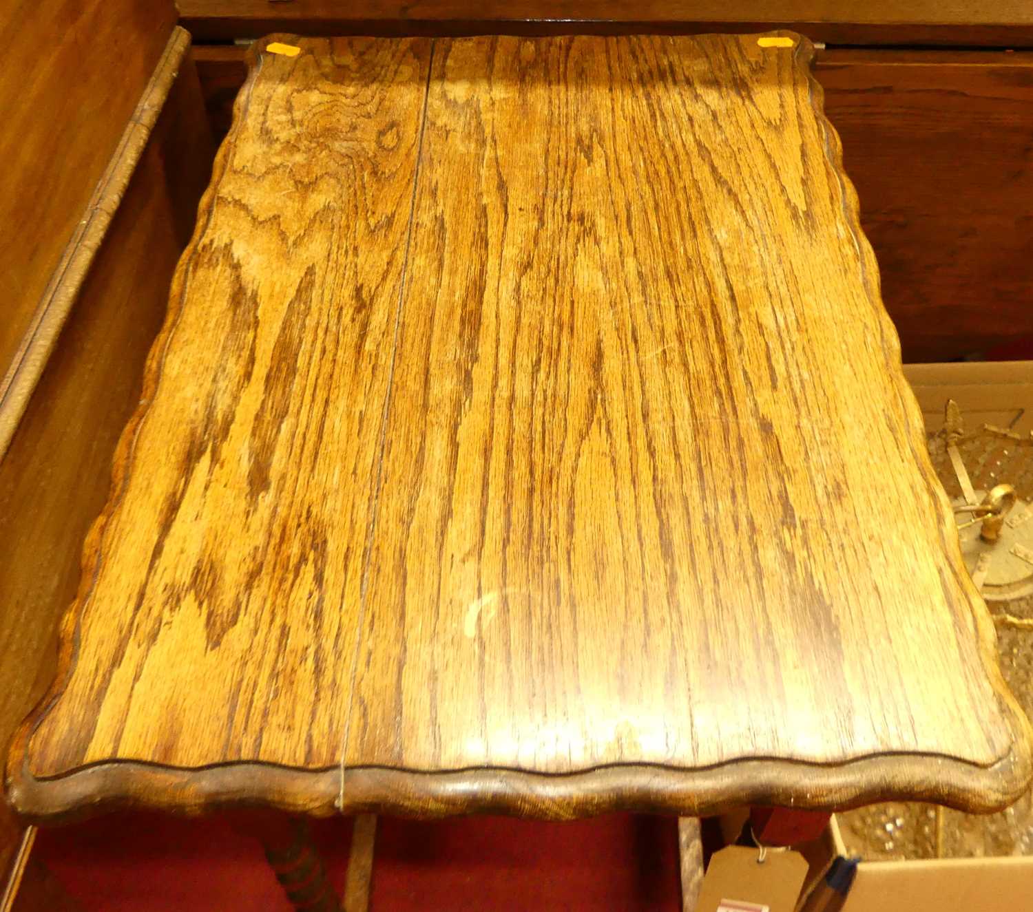 An early 20th century piecrust oak barleytwist turned occasional table Height 76cm, Width 43cm, - Image 3 of 3