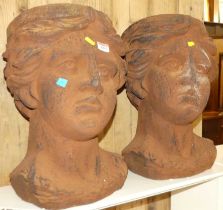 A pair of contemporary terracotta classical bust jardinieres, h.44.5cm