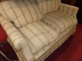 A pair of Duresta striped upholstered two-seater sofas, each w.140cm Both in overall good and