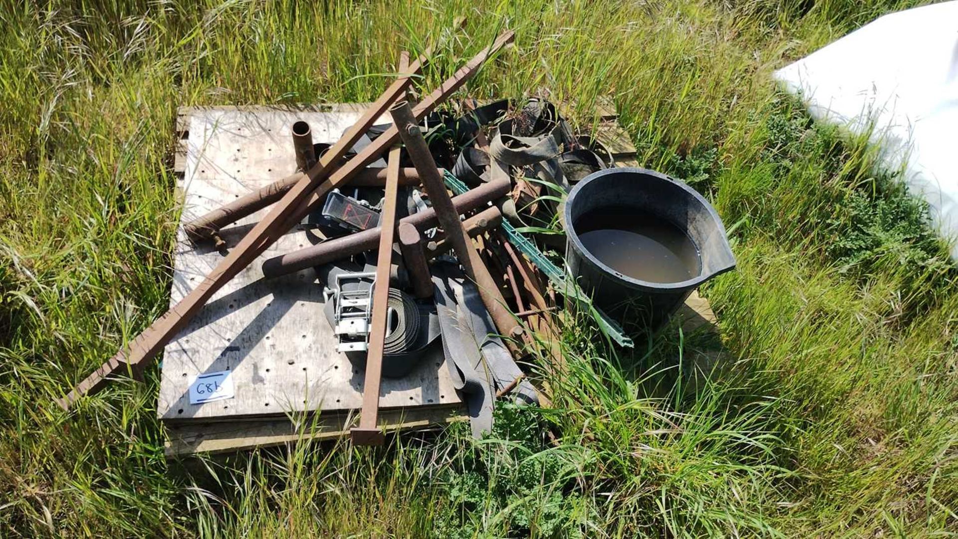 Qty of Metal Posts, bucket and straps