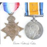 A WW I 1914-15 Star and British War Medal, naming 2475 PTE. H.A. COURTEEN. 9-LOND. R. (2)