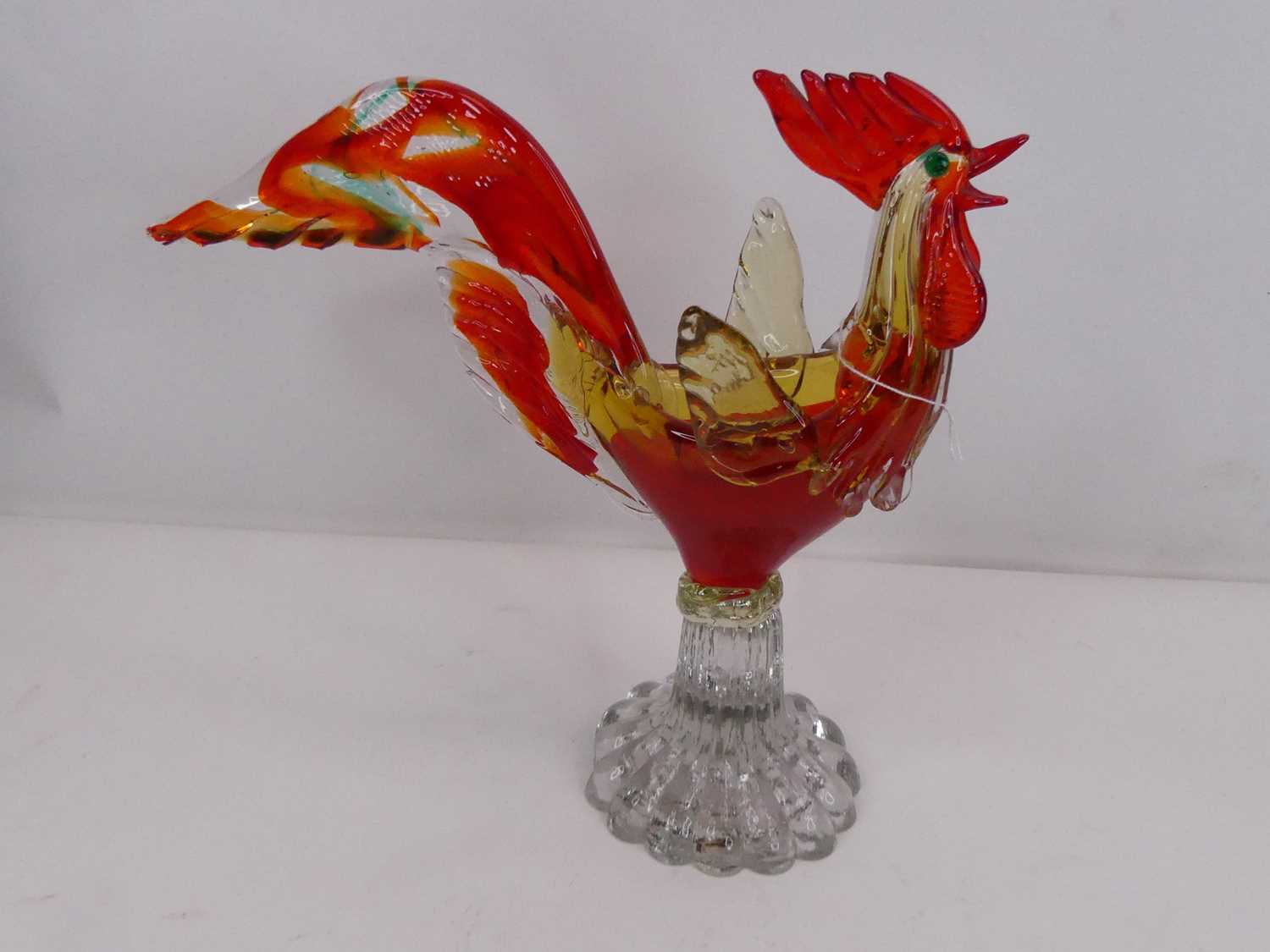 A Murano glass model of cockerel, h.35cm