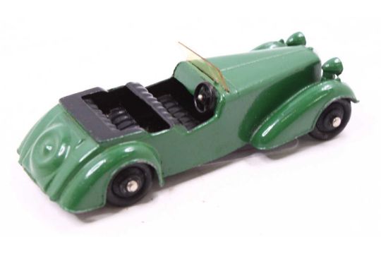 Dinky Toys No.38D Alvis Sports, comprising green body with black seats, black hubs with - Image 2 of 2