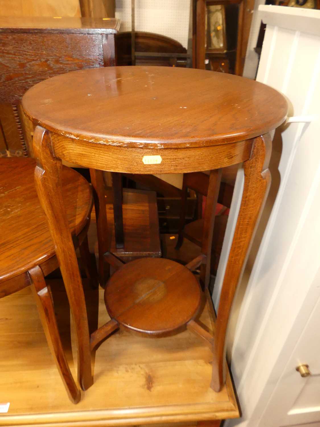 Two circular oak occasional tables - Image 2 of 2