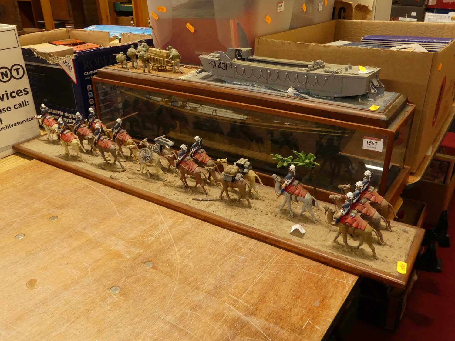 Three scratch-built military themed dioramas