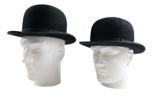 Two vintage bowler hats, 15.5 cm x 19.5 cm and 16 cm x 19.5 cm inner dimensions Qty: 2