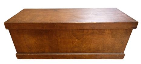 A late 20th Century stained plywood box fitted with iron drop-loop handles, 80 x 30 x 31 cm