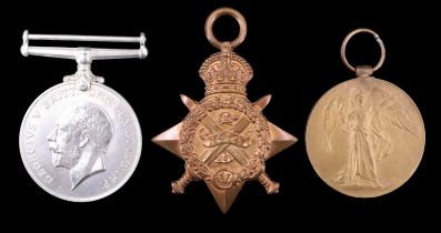 A 1914 Star, British War and Victory medals to 419 Cpl/2 Lieut C S Cook, 1/28th London Regiment