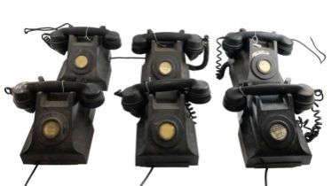 Four 1940s Bakelite 300 series model '332 CB' telephones