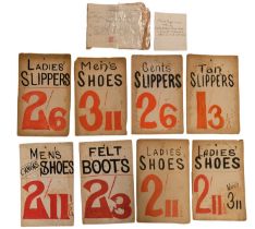 Vintage shoe shop signs made by McVitties' Shoe Shop, Middlegate, Penrith