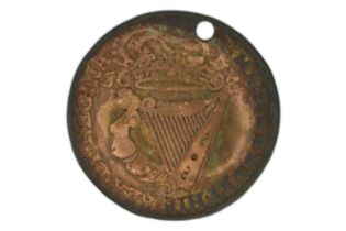 A William and Mary 1693 halfpenny, milled edge, second Irish Pound