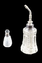 A George V silver mounted cut glass perfume atomiser together with a silver mounted cut glass