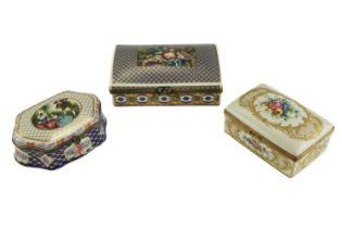 A Limoges gilt-metal mounted ceramic table box, the hinged lid centered by a hand-painted floral