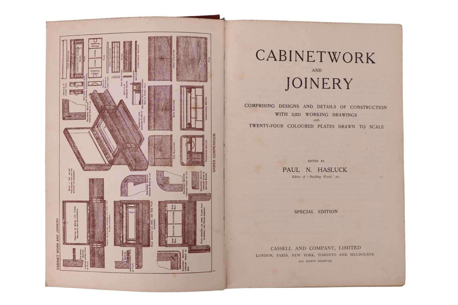 Paul N Hasluck, "Cabinetwork and Joinery, comprising designs and details of construction with 2, - Image 2 of 5