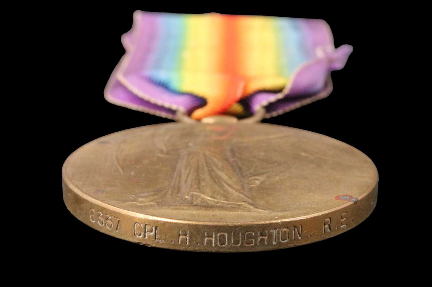 A 1914-15 Star, British War and Victory Medals to 6337 L-Cpl H Houghton, Royal Engineers, with - Image 3 of 7