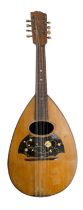 A Neapolitan mandolin decorated with floral marquetry, first half 20th Century, 63 cm long